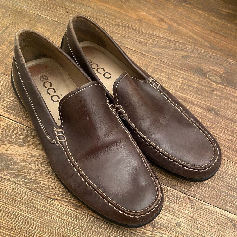 ECCO Classic Moc 2.0 Driving Shoe Loafers Brown Leather Men's EU 42 US 8 Slip On